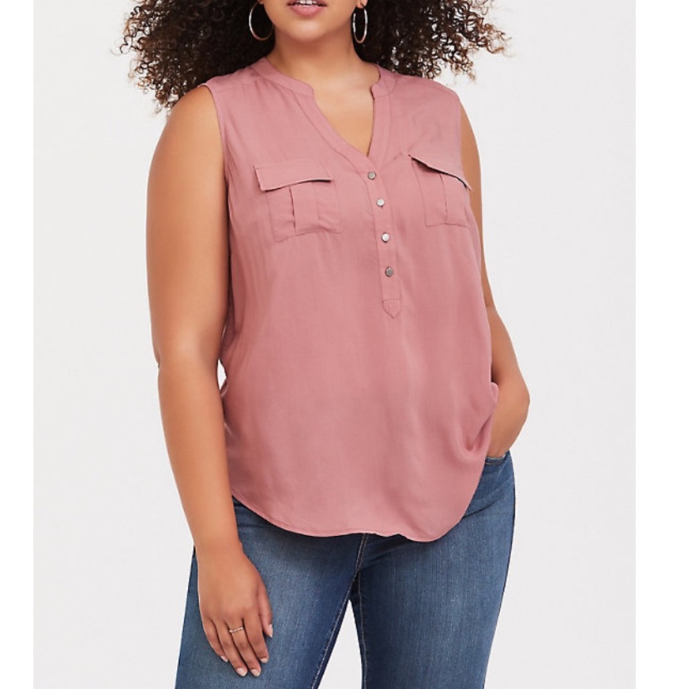 Torrid HARPER - ROSE PINK CHALLIS PULLOVER TANK 2x
